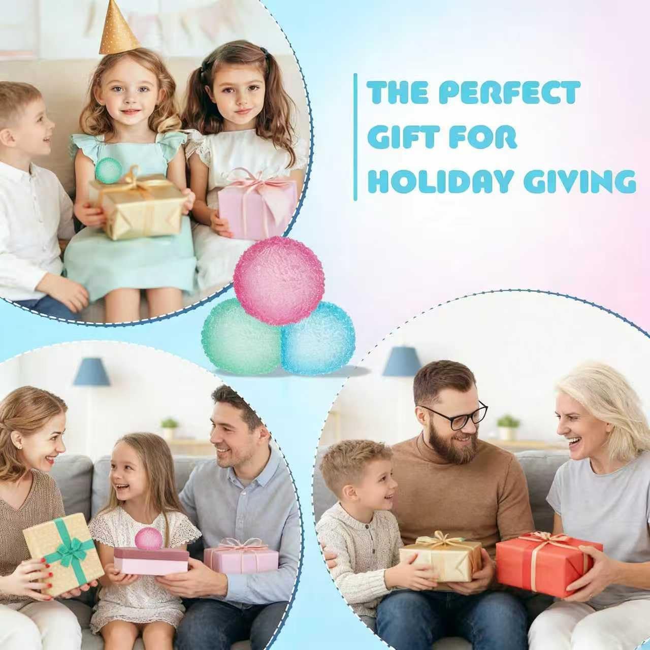 3 Pcs 1.45’’ Textured Stress Balls, Silky Soft Memory Gel Squeeze Balls, Anxiety Stress Relief Fidget Toys for Kids Adults, Warm Series Squishy Fidget Balls Pack