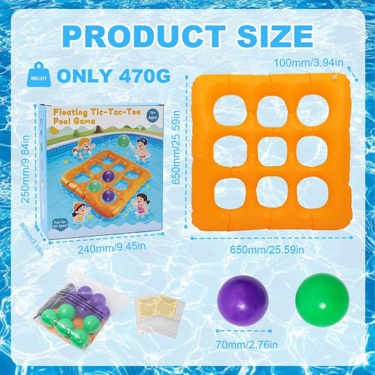 Pool Toys, Pool Tic Tac Toe Game with 10 Balls Outdoor Summer Swimming Pool Party, Beach Toys, Reusable Water Balloons Tic Tac Toe Game, for Teens Adults 2-10 Players