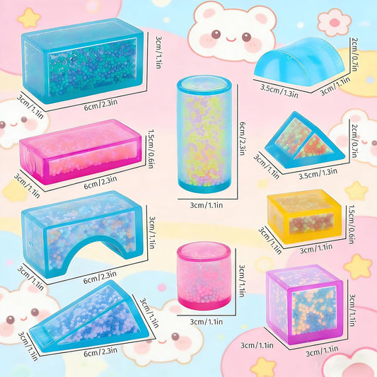 Gytera 20Pcs Squishy Building Blocks Set, Glow in The Dark Montessori Building Toys Can Squeeze, Stretch, Squish, Sorting & Stacking Toys in 6 Colors and 8 Shapes Squishy Easter Gifts