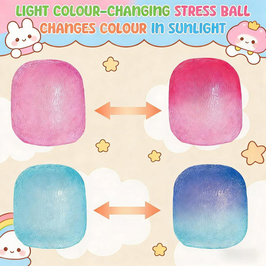 Fidget Toys Stress Balls for Kids & Adults - Changes Color in The Sun - Malt Sugar Squishy Fidget Toys - Slow Rise Gel Ball - Stretchy Squeeze Stress Relief Balls for Anxiety