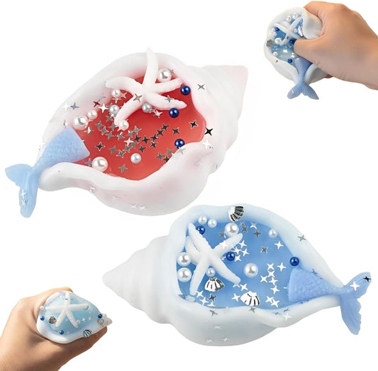 Gytera Ocean Seashell Conch Taba Squishy Fidget Toys Adults Kids, Conch Squeeze Sensory Toys for Kids with Autism, Squishies for Stress Relief Squishy Toys for Kids Toys for Ages 8-13 5-7 2-4