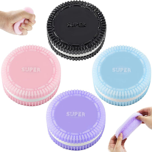 Gytera Sticky Cookie Squishies Fidget Toys Adults, Squeeze Toys Fidget Toys for Autism, Stress Balls for Adults Fidgets Birthday Easter Basket Stuffers(4 Pack Pink Black Green Purple)