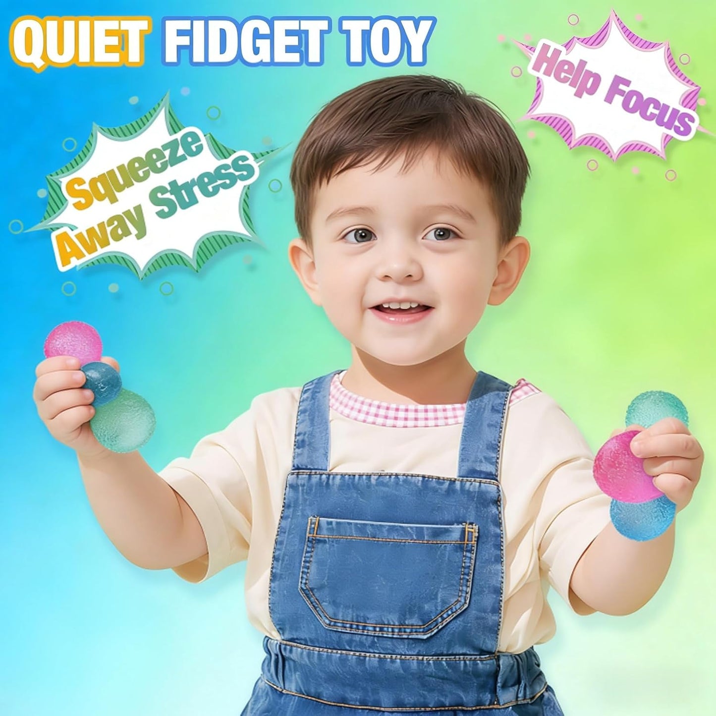 3 Pcs 1.45’’ Textured Stress Balls, Silky Soft Memory Gel Squeeze Balls, Anxiety Stress Relief Fidget Toys for Kids Adults, Warm Series Squishy Fidget Balls Pack