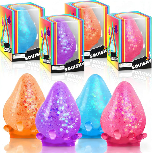 4 Packs Dream Squishies Drop Stress Balls for Fidget Toys Adults, Fidgets Silicone Sensory Toys for Autism, Sensory Stress Relief Toys Party Favors